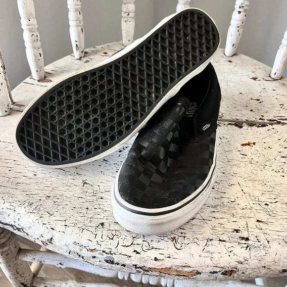 Vans slip-on Checkerboard Shoes - Black Check -9M - Picture 2 of 7